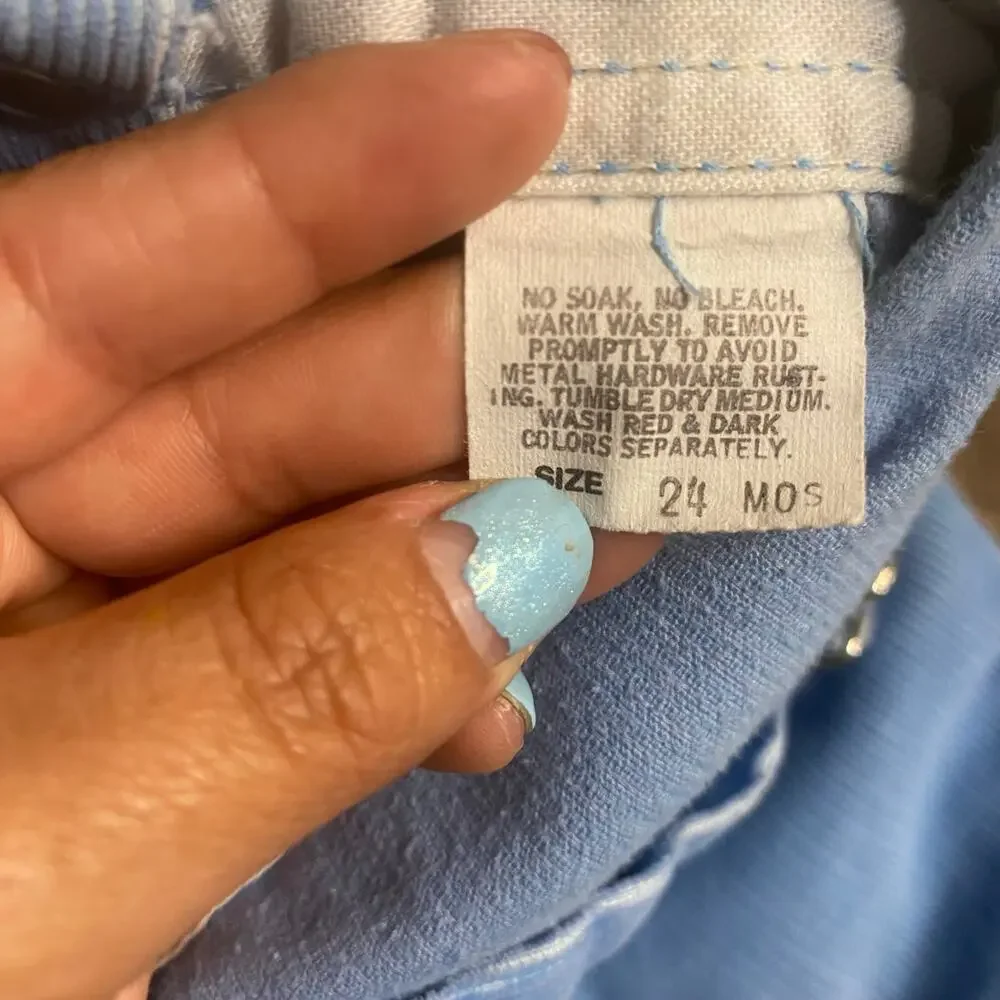 OshKosh B'gosh VTG‎ light blue corduroy adjustable overall pants SIZE 24M